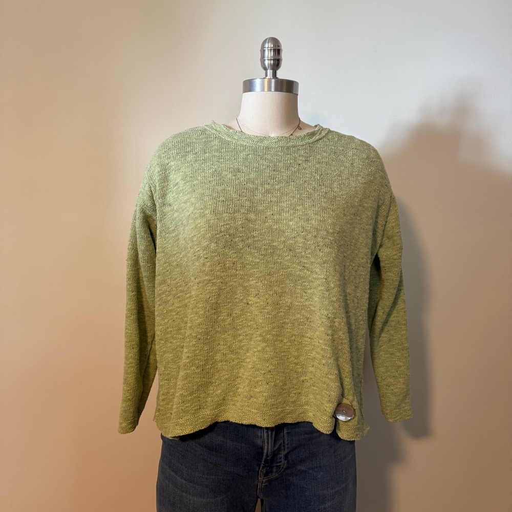 Green Knit 3/4 Sleeve Sweater